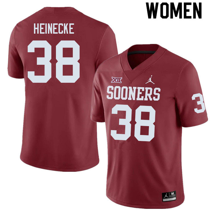 Women #38 Owen Heinecke Oklahoma Sooners College Football Jerseys Sale-Crimson